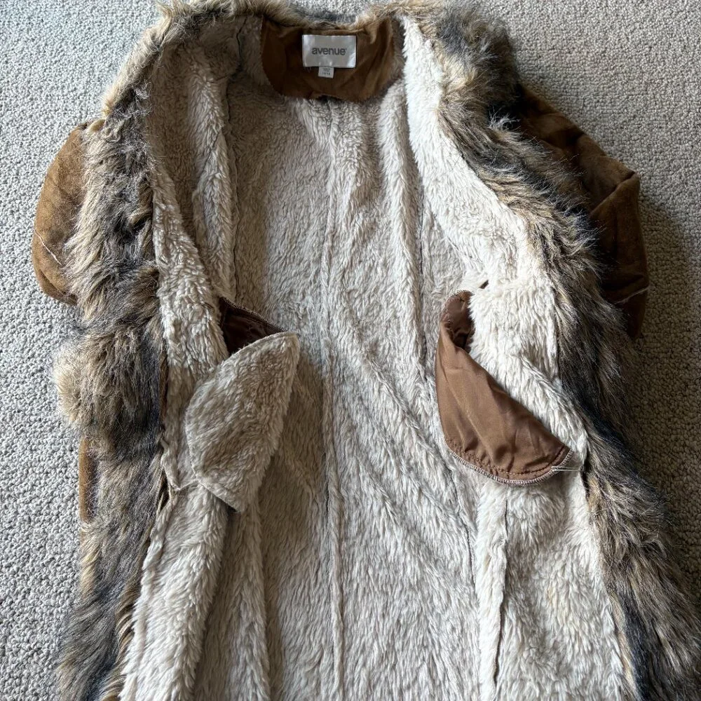 Avenue Faux Suede Shearling Coat – Penny Lane Style – Size 14/16 - Picture 6 of 11